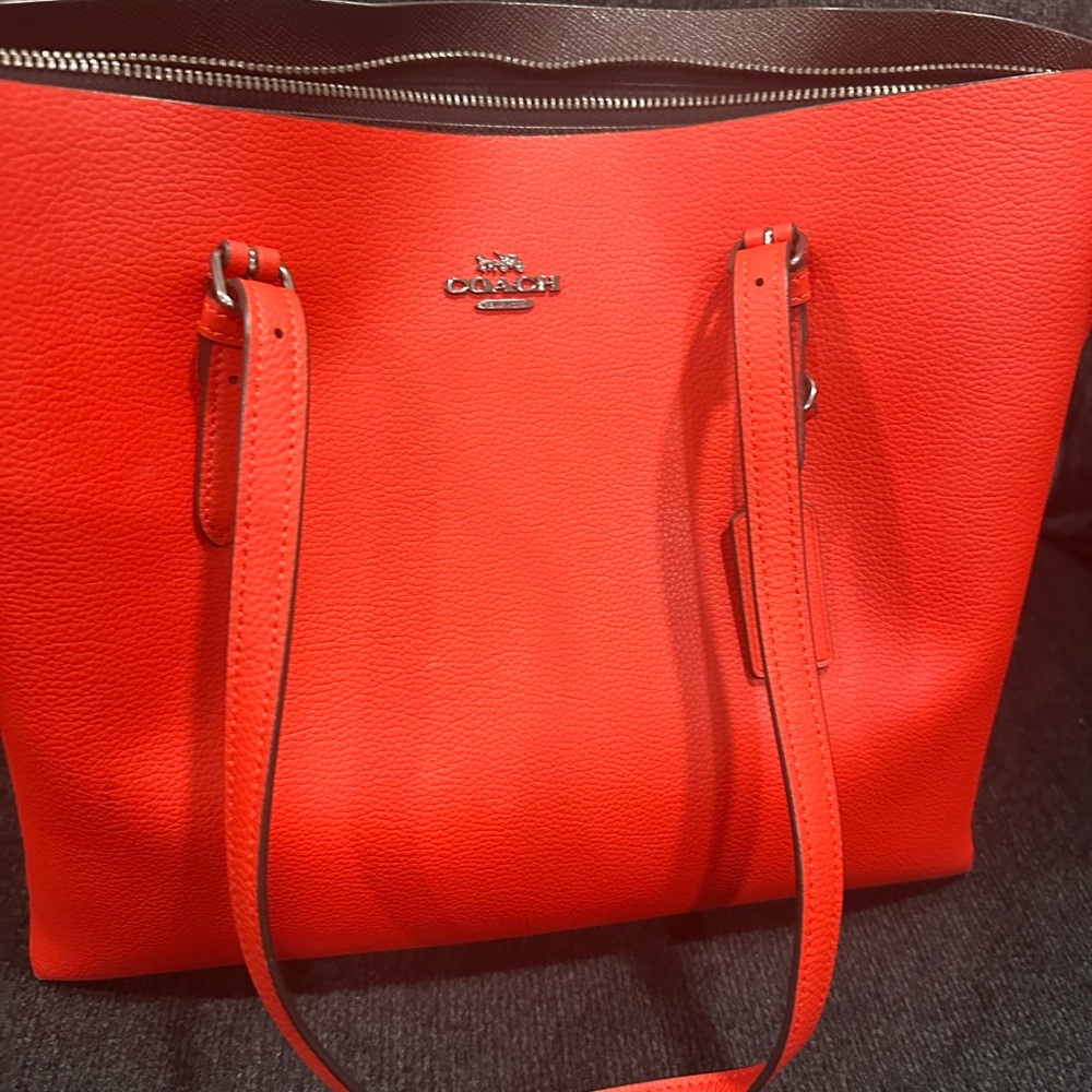 Coach Vibrant Red Leather Tote